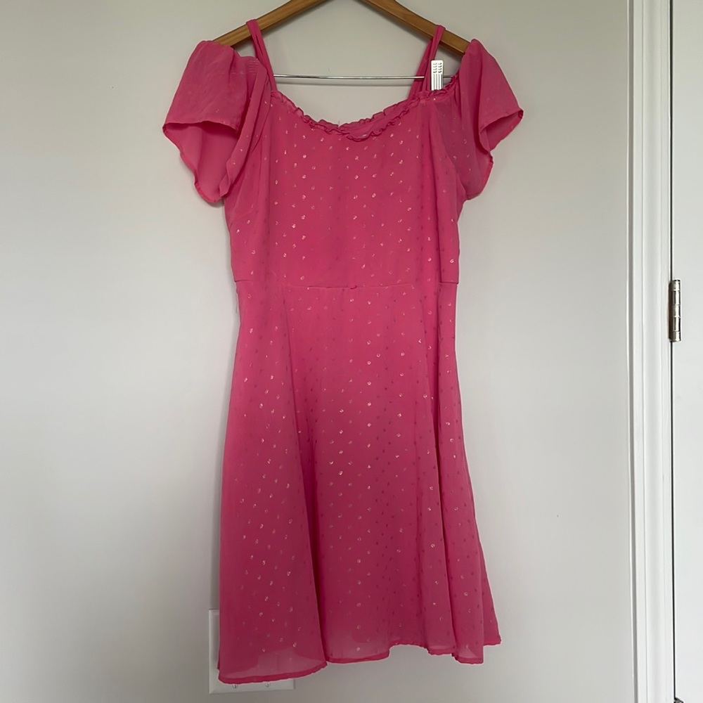 Justice Sheer Overlay Cold shoulder dress Sz 18
